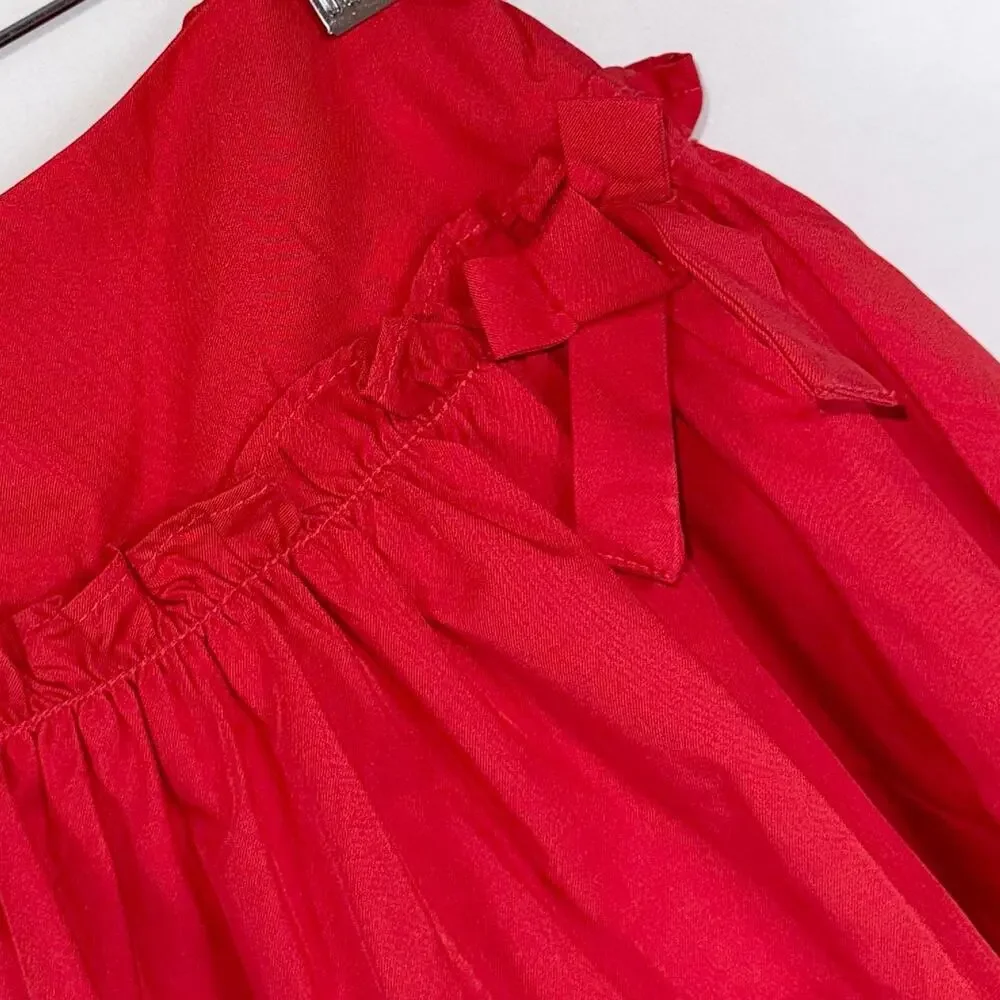 Crewcuts J Crew Girls Tafetta Bow Bubble Skirt Kids 7 Red Holiday
